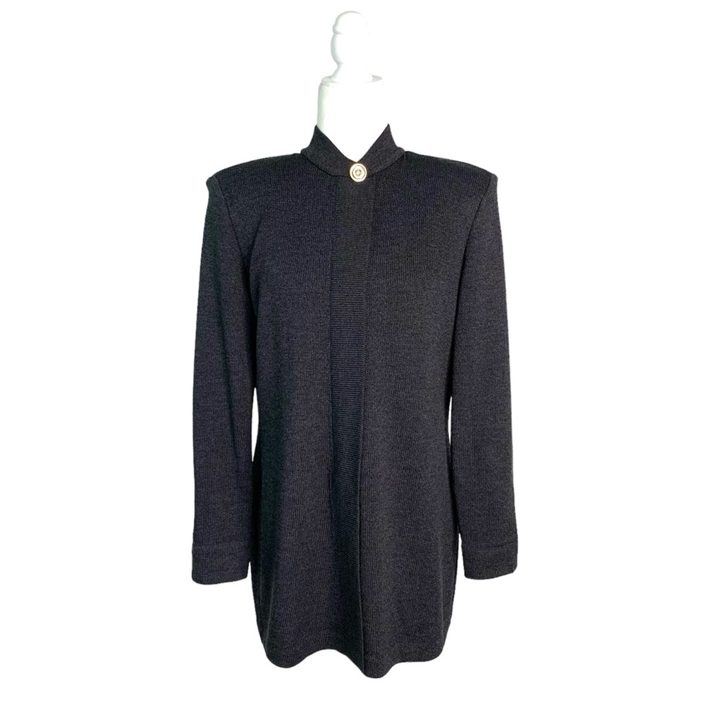 St. John Santana Knit Jacket Size 6 Gray Stand Collar Zip Up NWT $855